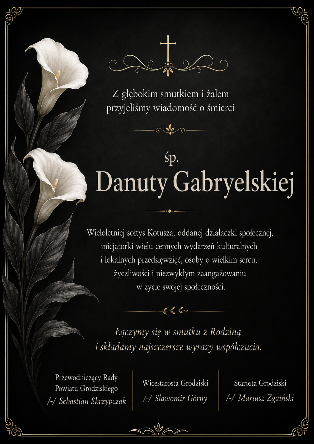 Kondolencje Danuta Gabryelska