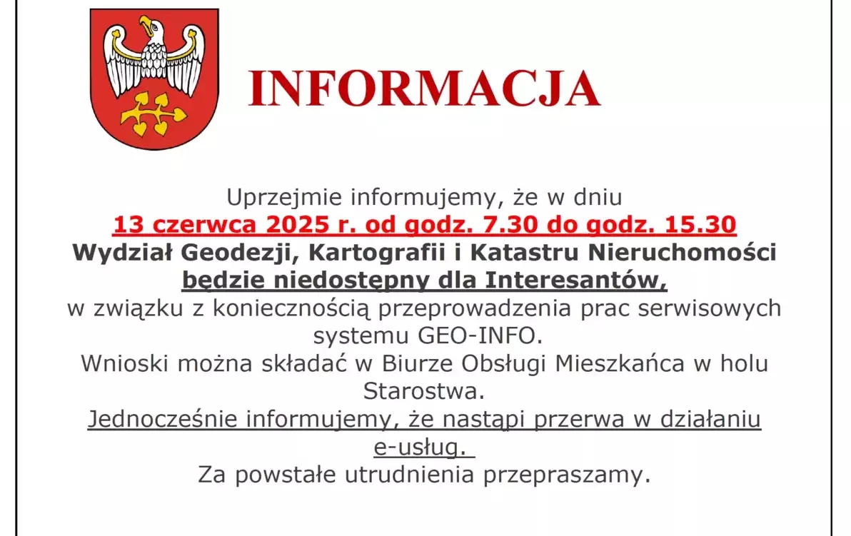 Zdjęcie do Wydział Geodezji, Kartografii i Katastru Nieruchomości będzie...