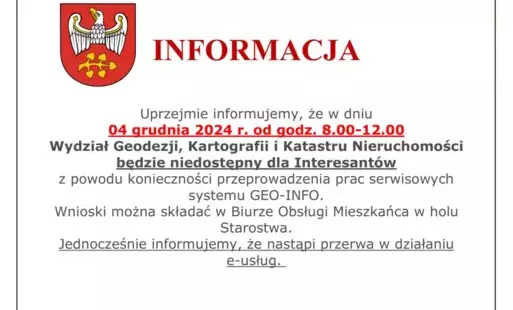 Zdjęcie do WYDZIAŁ GEODEZJI NIEDOSTĘPNY DLA INTERNESANT&Oacute;W