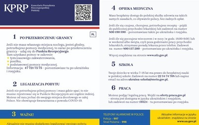 Zdjęcie do ULOTKA DLA UCHODŹC&Oacute;W Z UKRAINY