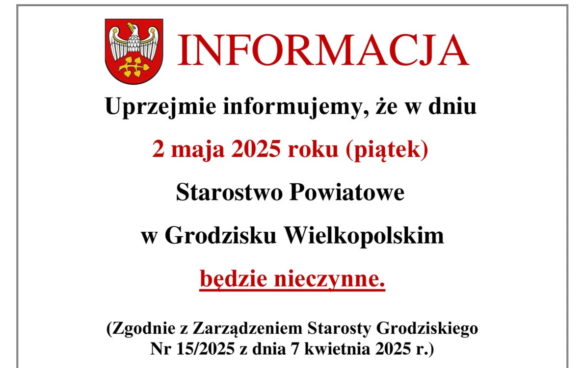 Zdjęcie do STAROSTWO POWIATOWE NIECZYNNE
