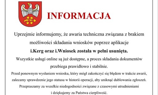 Zdjęcie do INFORMACJA O USUNIĘCIU AWARII